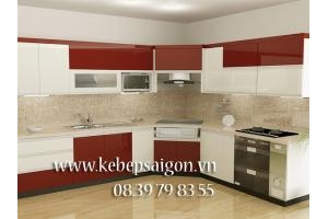 Tủ bếp màu trắng đỏ TBS45.