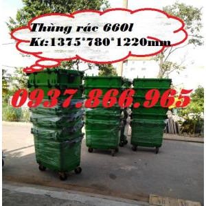 Thùng đựng rác có nắp đậy, thùng rác ngoài trời, thùng rác nhựa 660l, thùng rác