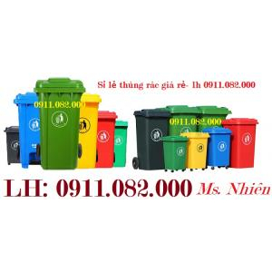 Sỉ thùng rác 660 lít giá rẻ tại vĩnh long- Thùng rác màu xanh, cam- lh 0911082000