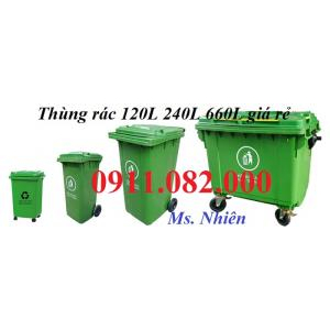 Giá sỉ thùng rác 120l 240l giá rẻ tại hậu giang- Thùng rác sinh hoạt, công cộng giá thấp- lh 0911082000