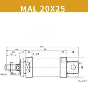 Xilanh MAL20x25SCA