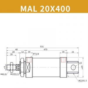 Xilanh MAL20x400SCA