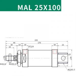 Xilanh MAL25x100SCA