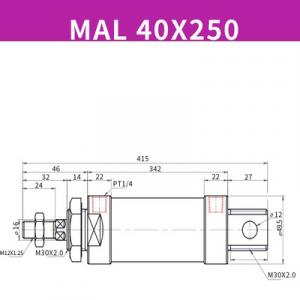 Xilanh MAL40x250SCA