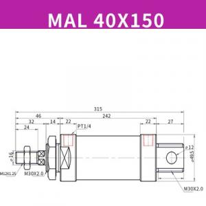 Xilanh MAL40x150SCA