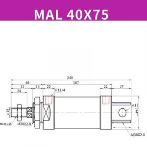 Xilanh MAL40x75SCA