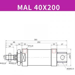Xilanh MAL40x200SCA