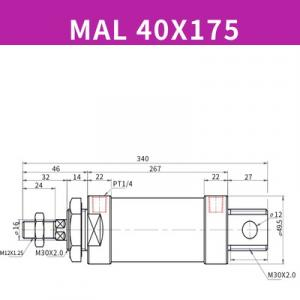 Xilanh MAL40x175SCA