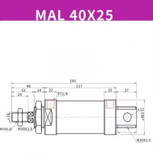 Xilanh MAL40x25SCA