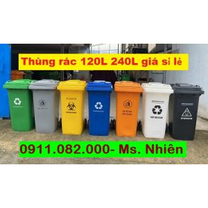 Chuyên bán thùng rác giá rẻ tại sóc trăng- thùng rác 120L 240L nắp kín 2 bánh xe- lh 0911082000