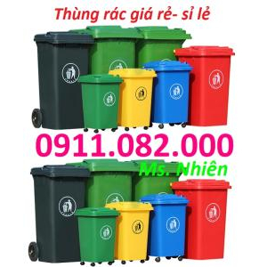 Thùng rác 120 lít 240 lít giá rẻ tại sóc trăng- thùng rác màu xanh nắp kín- lh 0911082000