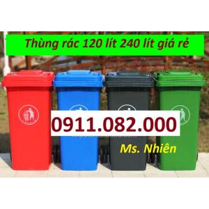  Thùng rác màu xanh giá rẻ- thùng rác 120L 240L 660L giá rẻ tại trà vinh- lh 0911082000
