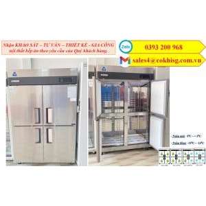 Tủ bảo quản lạnh thực phẩm 4 cánh, cửa kính Unique_Hàn Quốc