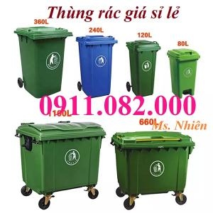  Sỉ giá rẻ số lượng thùng rác 120L 240L 660L giá rẻ tại vĩnh long- thùng rác xanh- lh 0911082000