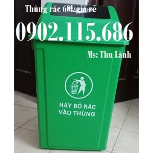 Thùng rác nắp lật 60 lít, thùng rác nhựa 60 lít 