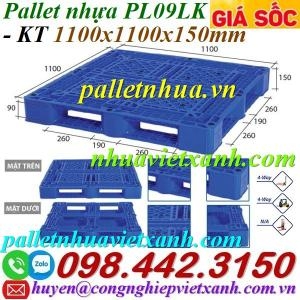 Pallet nhựa 1100x1100x150mm PL09LK màu xanh dương