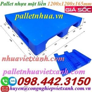Pallet nhựa mặt liền 1200x1200x165mm 3 đường thẳng - tải trọng cao - giá cạnh tranh
