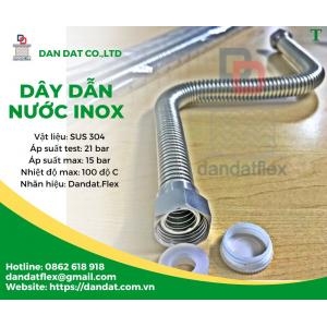 Dây mềm cấp nước nóng, dây dẫn nước inox 304, ống mềm inox cho bình nóng lạnh, dây mềm cấp nước