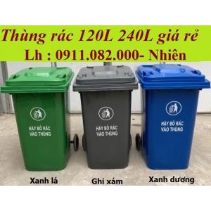  Thùng rác nhựa giá rẻ tại vĩnh long- thùng rác màu xanh nhựa hdpe 120L 240L-lh 0911.082.000