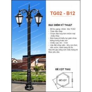 Trụ đèn trang trí sân vườn cao 2.5m - 3.5m TG02-B12