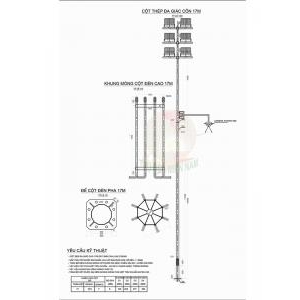 Cột Đèn Pha 17m - Cột Đèn Đa Giác 17m