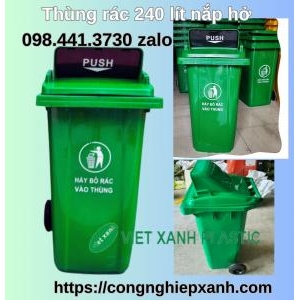 Thùng rác nhựa 240 lít nắp hở màu xanh