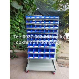 Kệ dụng cụ 2 mặt, Kệ đồ nghề để khay nhựa đựng ốc vít bulong.