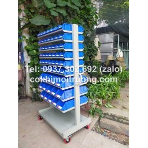 Kệ dụng cụ 2 mặt, Kệ đồ nghề để khay nhựa đựng ốc vít bulong.