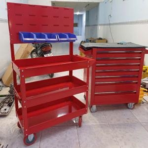 Xe đẩy 3 ngăn kết hợp các mẫu bảng treo dụng cụ